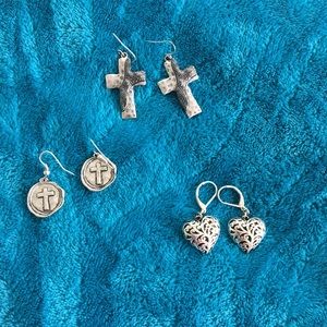 Lot of 3 silver dangle earrings